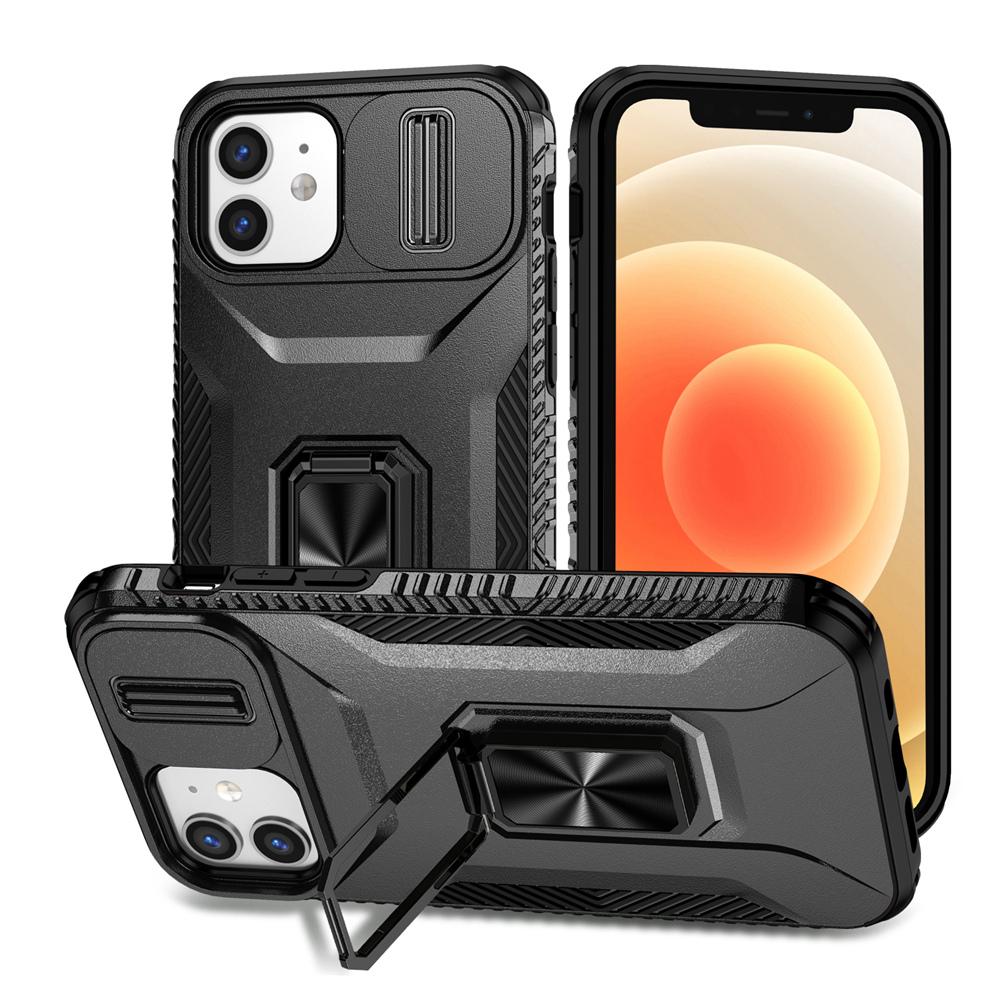 KEYSION Shockproof Case for iPhone 11 Pro Max Slide Camera Lens Protection Ring Stand Phone Back Cover for iPhone XS Max X XR