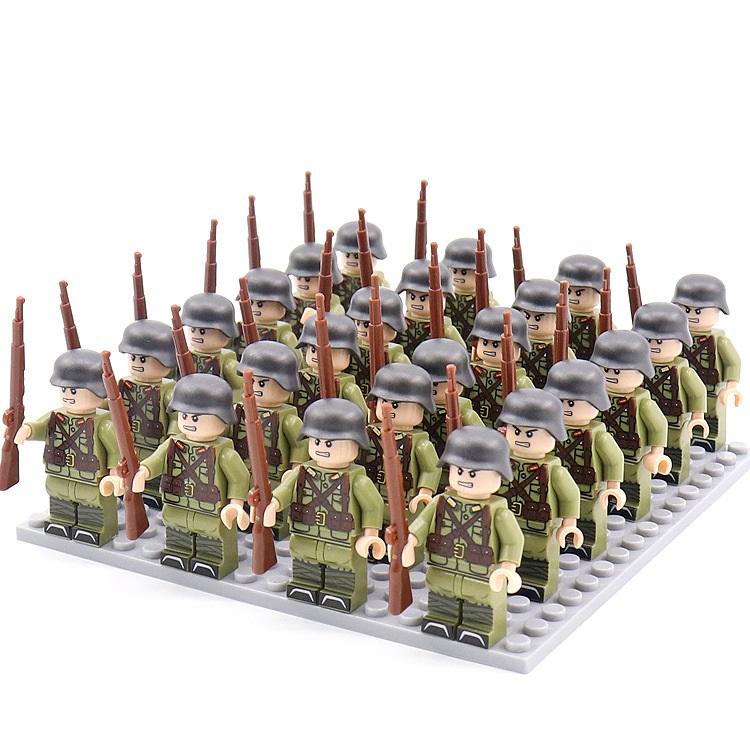 24PCS/SET World War II Military Soldiers Rifle Weapons Gun Figures Parts Blocks Assembly DIY Model Building Kits Toys