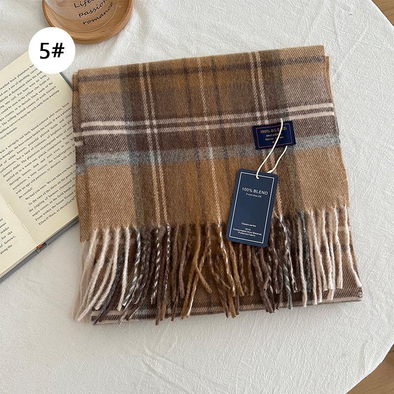 Autumn and Winter Color Blocked Plaid Scarf Winter Warm Scarf Warm and Versatile Plaid Scarf