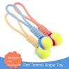 Хлопковая веревка для игрушек для домашних животных с теннисным мячом — прочный узел для интерактивной дрессировки собак и кошек, чистки зубов и жевания.