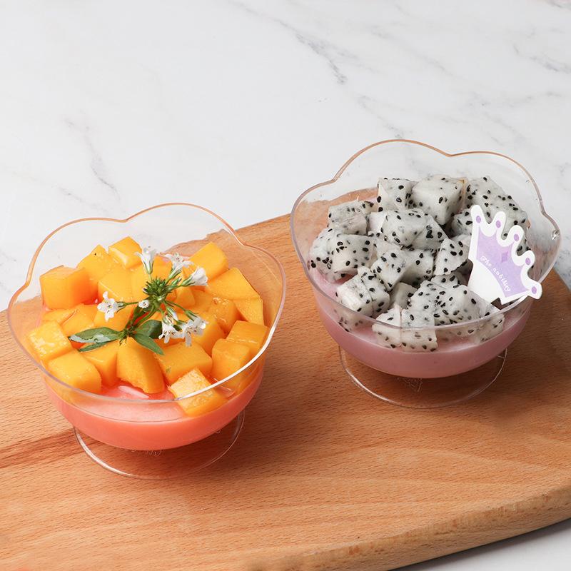 10 шт. креативные прозрачные формочки для десерта в форме лотоса, пластиковый контейнер для мусса