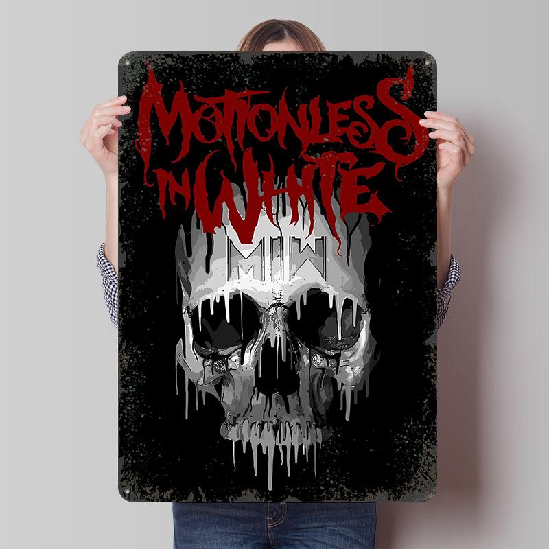 Motionless In White Skull Poster Customized Wall Art Vintage Metal Signs Retro Tin Plaque for Man Cave Wand Deko Room Decor Men
