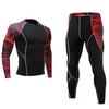 Спортивный костюм, 2 шт. / Компл., Мужская спортивная одежда с принтом, компрессионная рубашка, штаны, колготки для фитнеса, рашгард