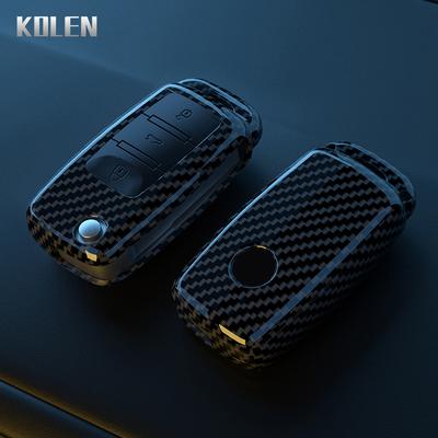 ABS Чехол для ключа автомобиля из углеродного волокна для VW Volkswagen Polo Golf Passat Beetle Tiguan Seat Leon Altea Skoda Octavia Kodiaq