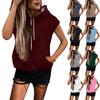 Женские летние футболки без рукавов с капюшоном, толстовки с капюшоном, свободные повседневные туники, толстовки