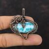 Larimar Pendant Copper Wire Wrapped Pendant Designer Gemstone Pendant Copper Jewelry Handmade Pendant Wire Wrap Larimar Jewelry Gift For Mom
