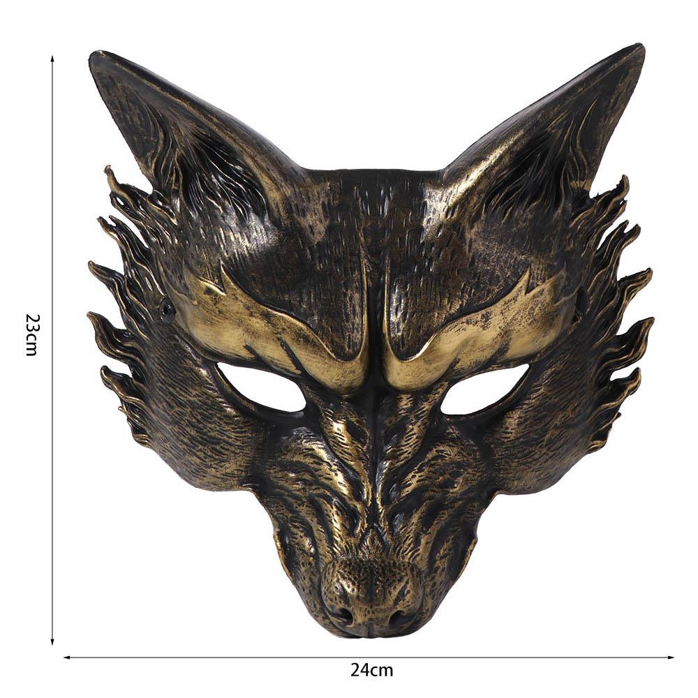 Half Face Masquerade Mask Wolf Cosplay Mask Retro Halloween Mask Men