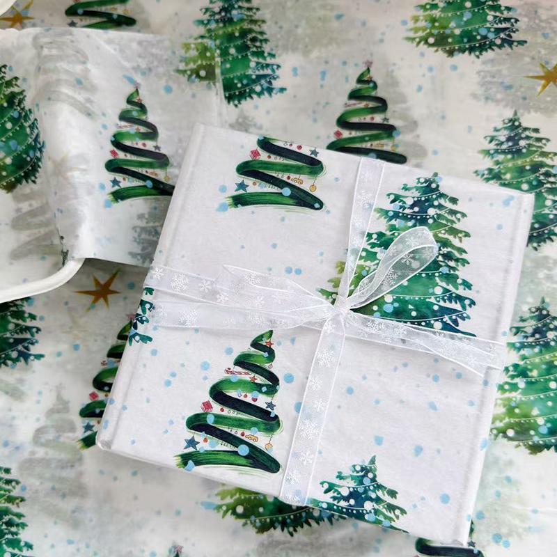 WTEMPO 40 Sheets 35*50CM Christmas Gift Wrapping Paper Christmas Series Pattern Printed Packaging Paper for Holiday Decorations and Gift Box Filling