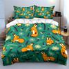 Cute Rabbit and Floral Pattern Bedding Duvet Cover Set  (1*Duvet Cover 2*Pillowcases, without duvet insert)