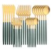 30PCS Dinnerware Matte Green Gold Colorful Stainless Steel Flatware Knife Dessert Fork Spoon Party Home Kitchen Tableware Silverware Set