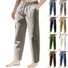 Casual Cotton And Linen Pants Men's Summer Elastic Waist Drawstring Slim-fit Tracksuit Pants