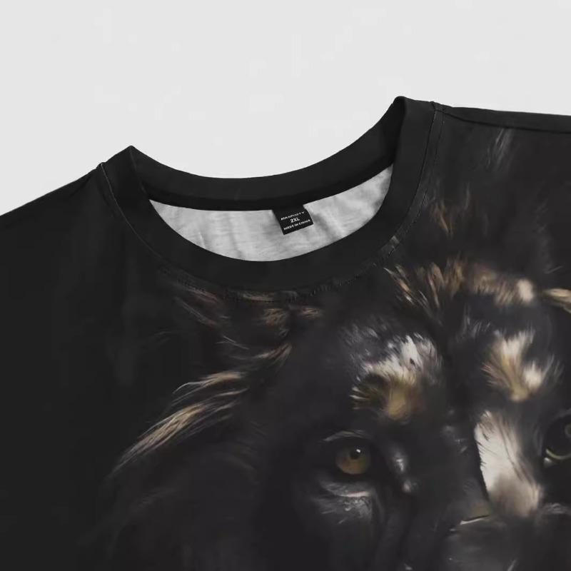 Футболки Summer Forest Dominator Lion с 3D-цифровой печатью, черные, с коротким рукавом, свободные, повседневные, с круглым вырезом, мужские