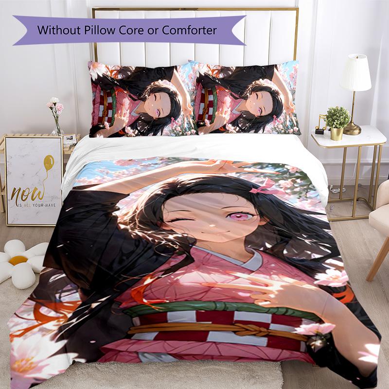 3pcs nezouko6 Design Cover Set - HD Printed Bedding with 1 Cover and 2 Pillowcases - Perfect for Home and Dorm Decor