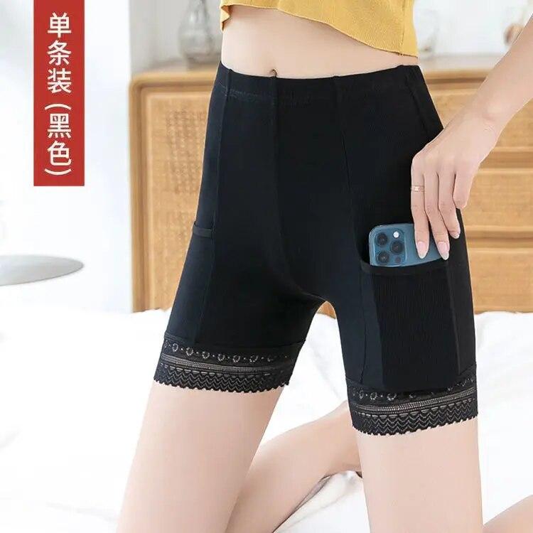 Кружевные защитные шорты, женское летнее бесшовное нижнее белье с карманами, женские шорты, трусы с высокой талией, женские трусы, нижнее белье