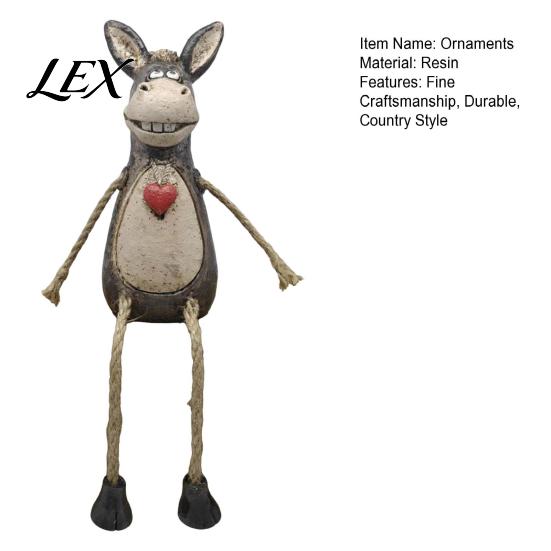 Modern Interior Decoration Pieces Rustic Donkey Shelf Sitter Figurine, Hanging Leg Farm Animal Statue, Artistic Home Accents Whimsical Country