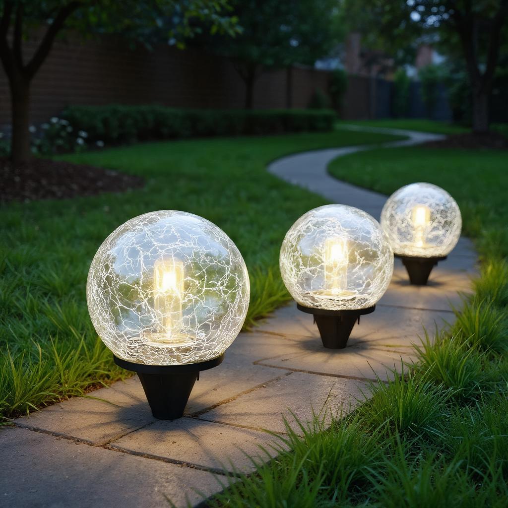 LED Solar Ground Insert Light Outdoor Waterproof Garden Garden Decoration Buried Christmas Outdoor Glass Ball Crack Light