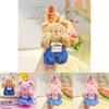 Adorable Cream Bear Plush Keychain With Denim Overalls Perfect Gift For Kids