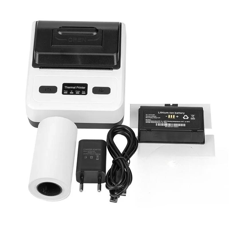 80mm Type-C Thermal Receipt Printer USB+Bluetooth Interface Portable Wireless Label Maker 2 in 1 Mini Thermal Printer