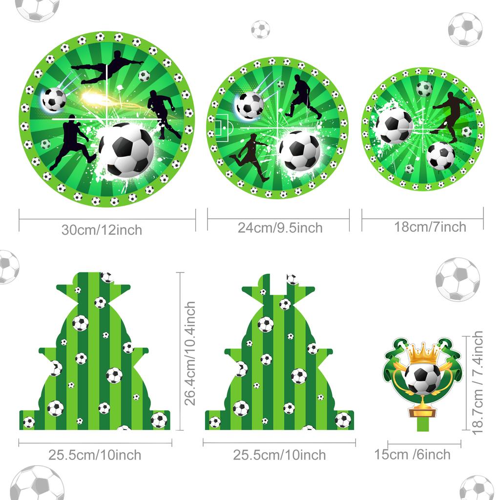 3 Tier Football Sports Soccer Party Cake Display Stand Kid Birthday Dessert Cupcake Rack Stand Baby Shower Party Cake Tray Decor