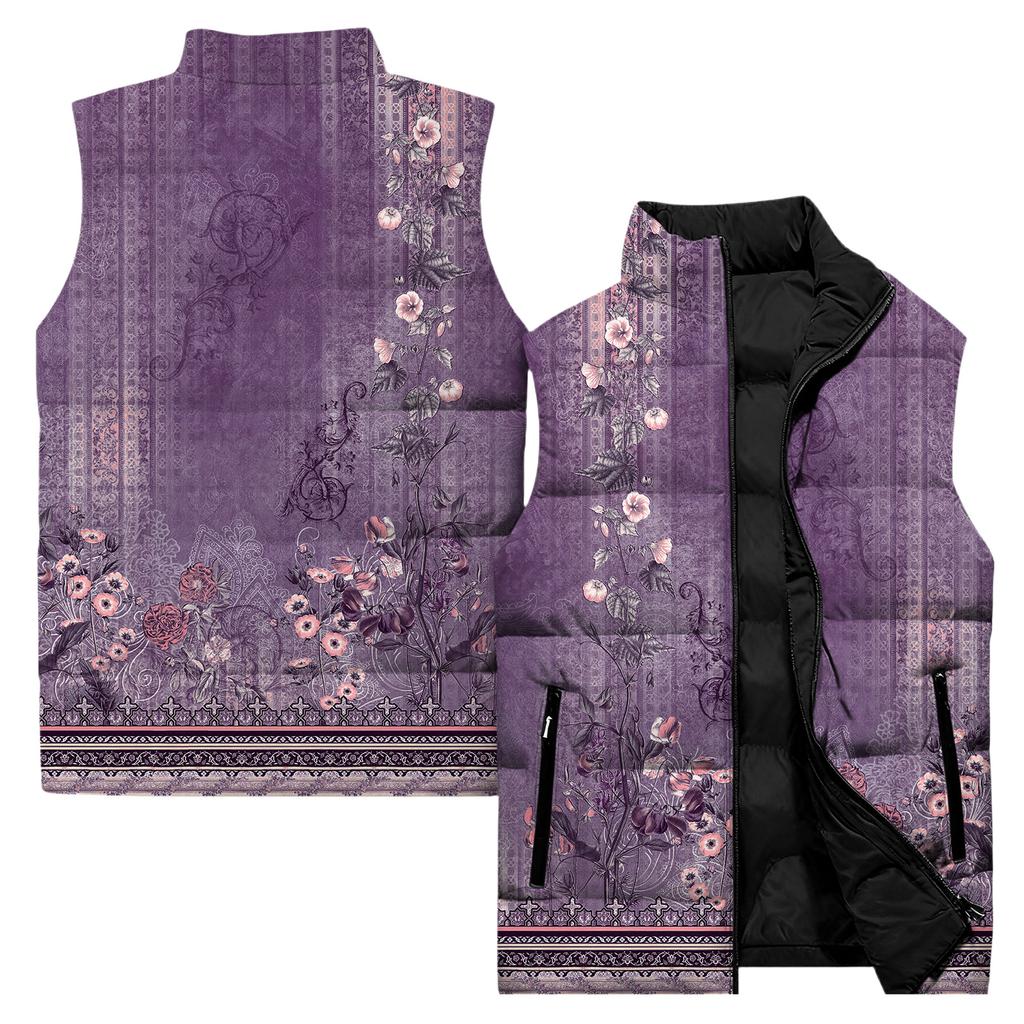 Ladies' Casual And Fashionable Sleeveless Vest Floral Pattern Printed Cotton Jacket