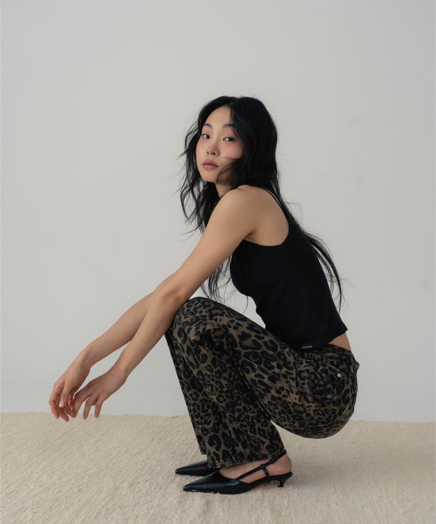ZIZEMUSEUM Leopard Wide Pants (Brown)