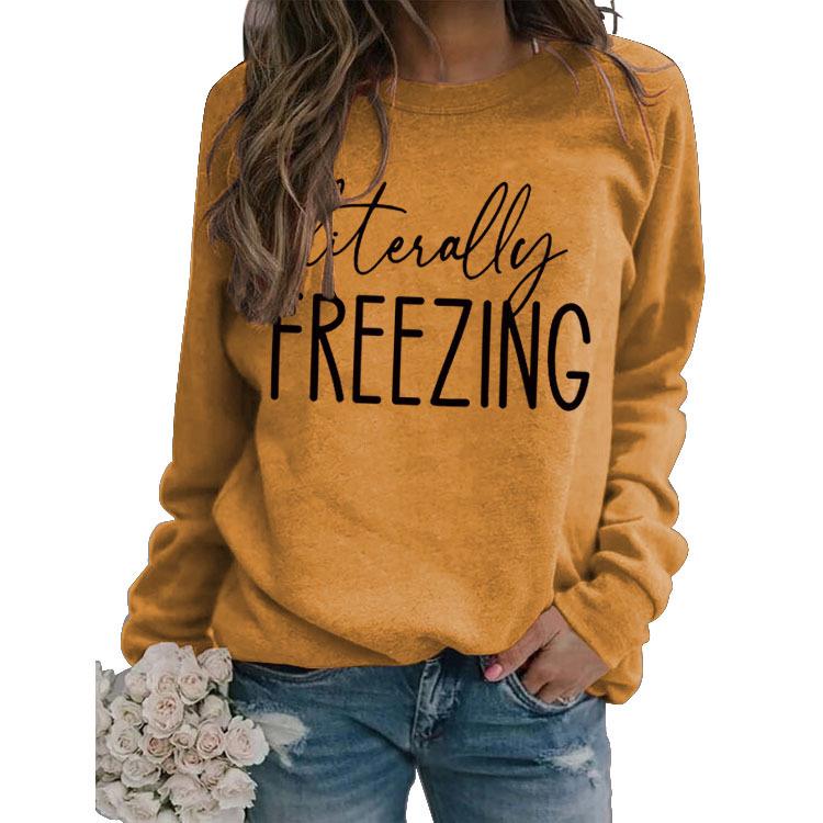 Simple Round Neck Pullover Long Sleeve Printed Loose Hoodie