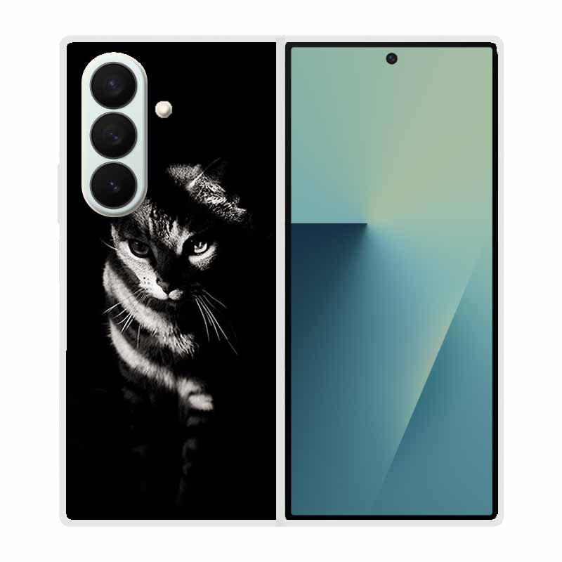 Чехол для SAMSUNG Fold 7 5G Чехлы Животное Мрамор Прозрачный Жесткий Телефон Funda для Galaxy Z Fold7 5G Задняя крышка Zfold7 Прозрачный корпус