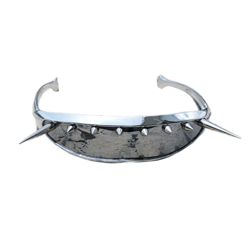 Футуристические панк унисекс солнцезащитные очки с металлическими шипами, легкая ПК оправа, защита от солнца, широкий обзор, костюмный аксессуар для женщин