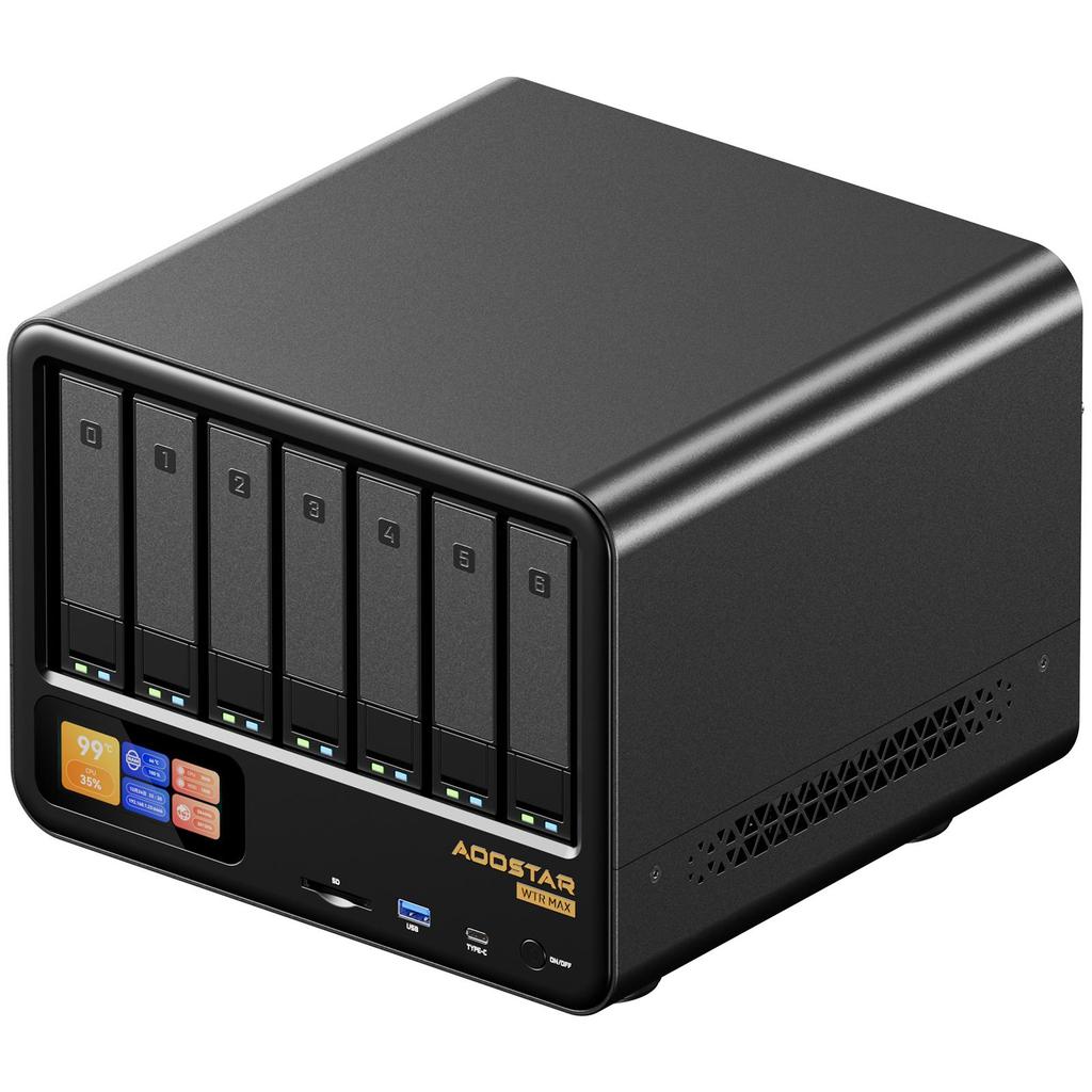 WTR MAX AMD Ryzen 7 Pro 8845HS NAS Мини-ПК DDR5 5600 МГц Поддерживает 4×2,5/3,5" Жесткий диск 2×M.2 2280 NVMe Настольный NAS DIY Компьютер