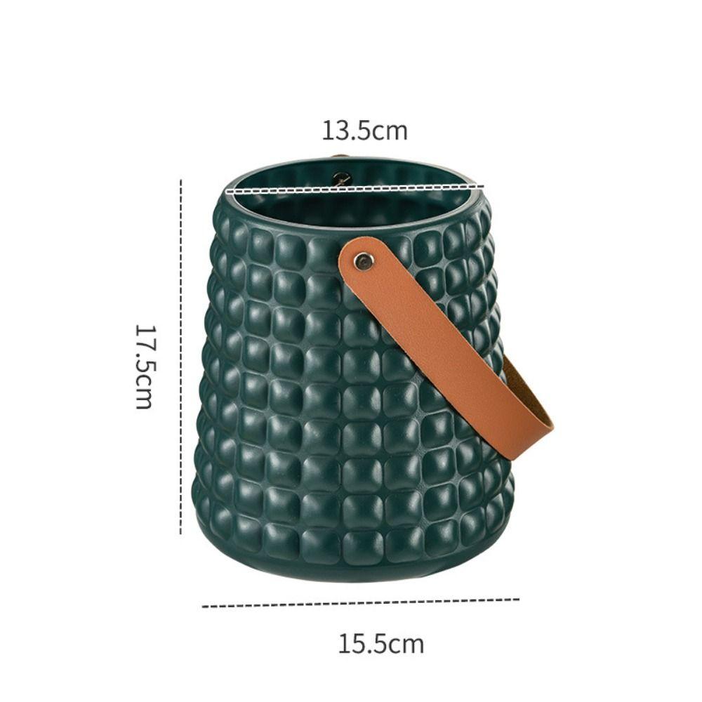 Ваза для цветов с кожаной ручкой, модная, анти-осенняя, пластиковая, цветочная композиция, скандинавский стиль, современный цветочный горшок для гостиной