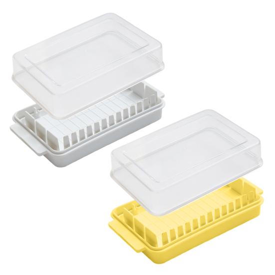 Clear Butter Dish Cheese Storage Container with Lid Butter Keeper for Refrigerator Stackable Easy-Clean Butter Holder for Kitchen Organization