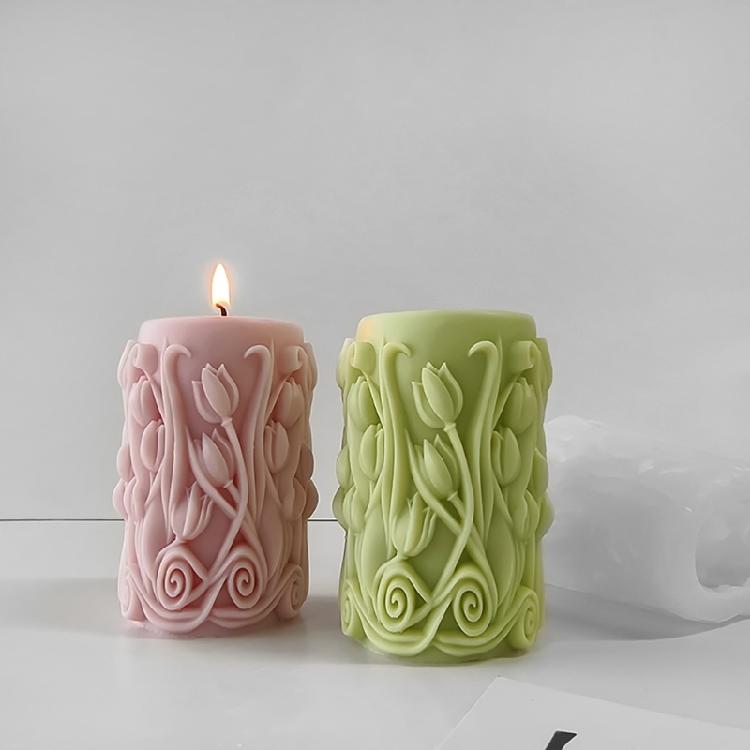Flexible Flower Embellishments Mold Portable Floral Pillar Silicone Mould Professional Mold for Crafting Candle Soap
