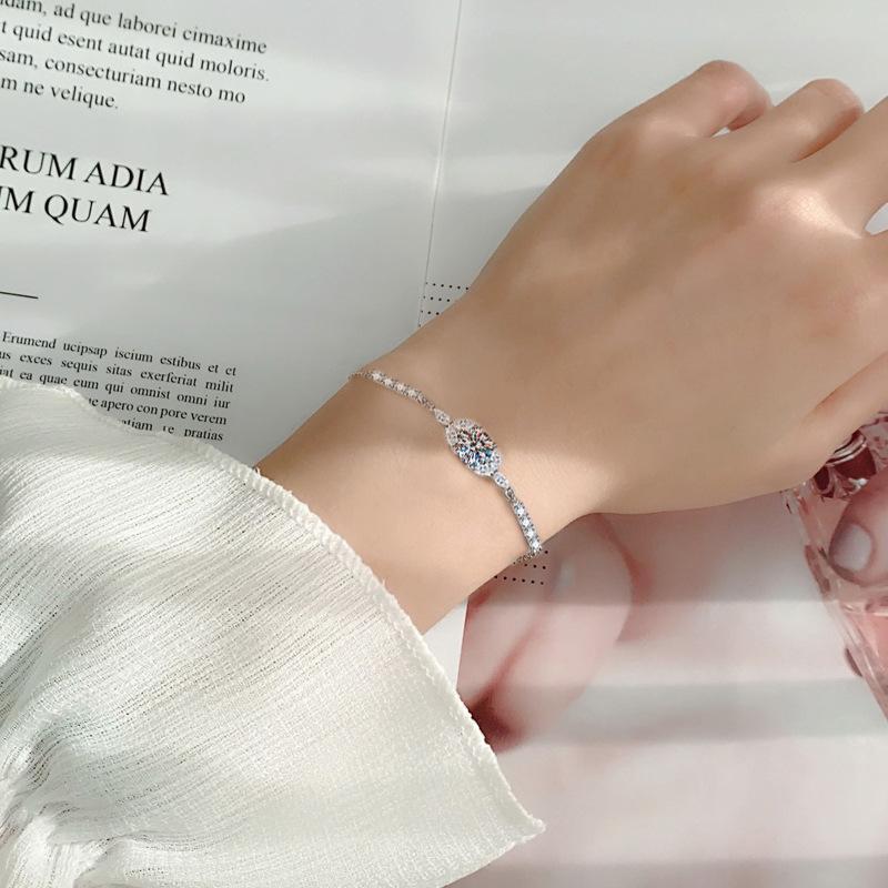 Moissanite Bracelet for Women Niche Versatile Design S925 Sterling Silver Jewelry Diy Accessories Xiaohongshu Same Style Bracelet
