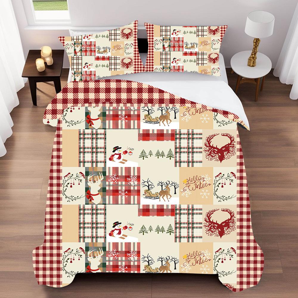 Трехкомпонентный пододеяльник Рождественская серия 3D цифровая печать Постельное белье