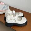 Beige Retro Thick Heel Platform Small Leather Shoes Women's 2025 New Summer Versatile Skirt Mary Jane Light Mouth Single Shoes