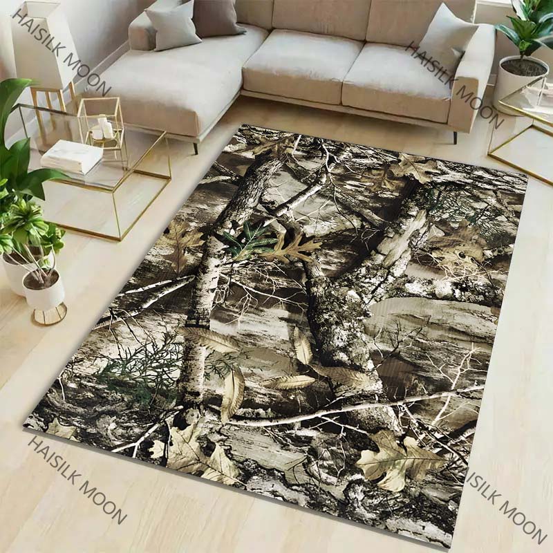 15 Sizes Outdoor Tree Branch Camouflage Theme Printed Carpet Living Room Bedroom Sofa Large Sizes Decor Rug Durable Mat Gifts
