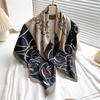 Luxury New Retro Printed Silk Scarf 90cm Twill Silk Scarf Lotus Fashion Large Square Scarves Sunscreen Shawl Headscarf