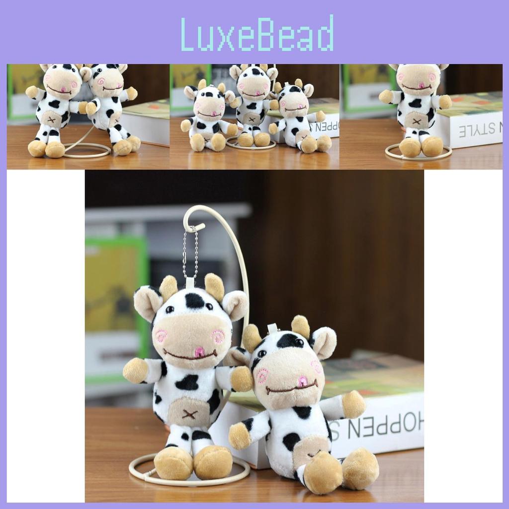 Cute Spotted Cow Plush Keychain Soft Pp Cotton Mini Cow Doll For Bags