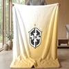 Brazil Football Printed Flannel Blanket Skin Friendly Warm Decorative Throw for Indoor Couch Bed Daily Use