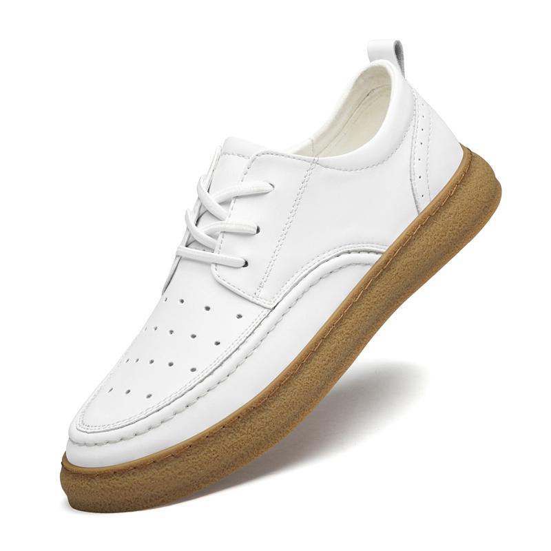 Модные летние уличные мужские универсальные белые оксфорды на плоской подошве со шнуровкой элегантные мужские повседневные туфли бизнес люксовый бренд коровья повседневная белая обувь