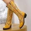 Fashion Lace-up Block Heel High Heel Mid-Leg Boots for Autumn and Winter New Women's Boots