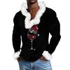 Men's Casual Cartoon Printed Plush V-neck With Fleece Long-sleeved Sweatshirt