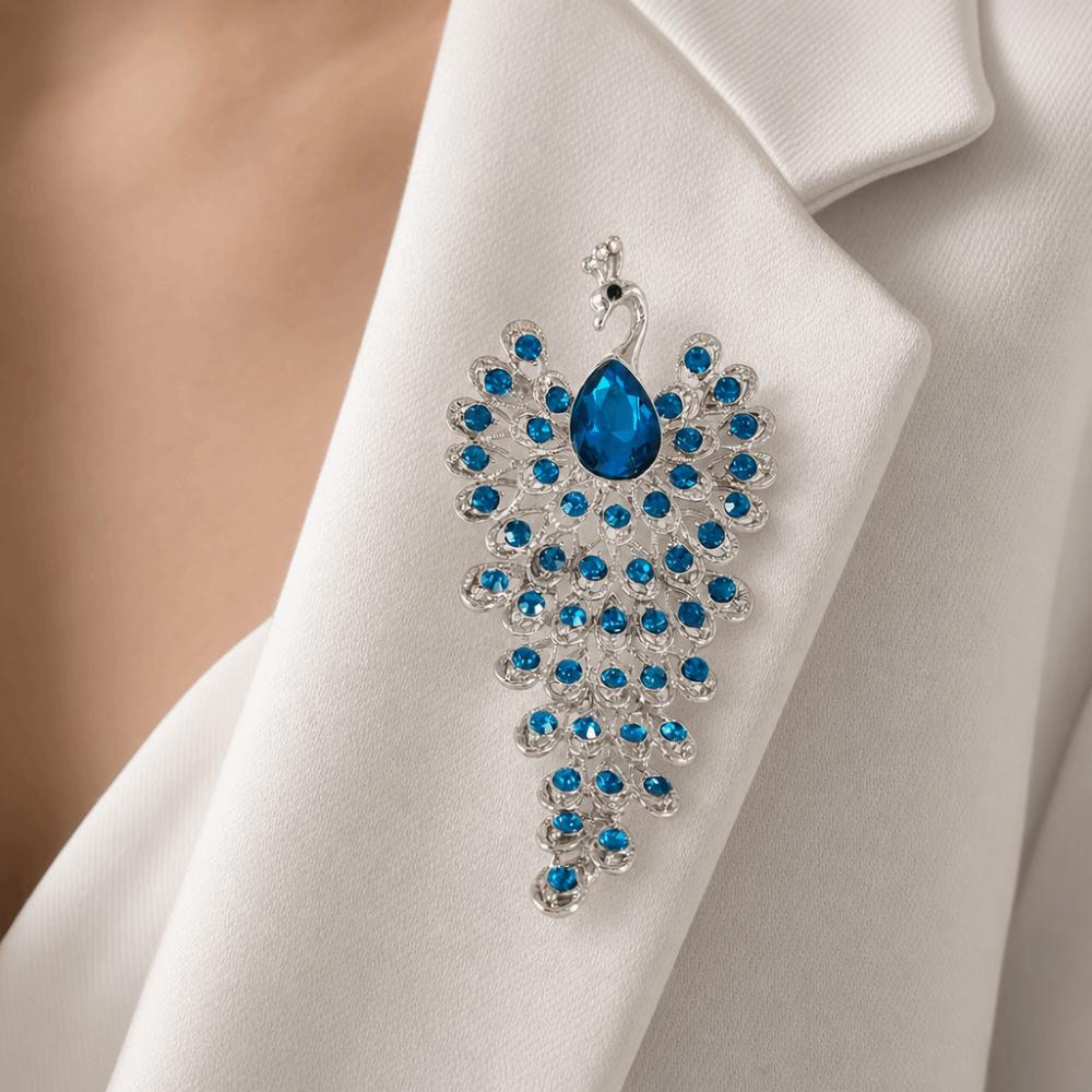 Exquisite Phoenix Brooch Clip Crystal Chest Flower Pin Vintage Peacock Badge Pin For Suits