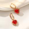 Luxurious Red Heart Shape Dangle Earrings for Women Cubic Zirconia Earring Jewelry Party Accessories Valentine's Day Gift
