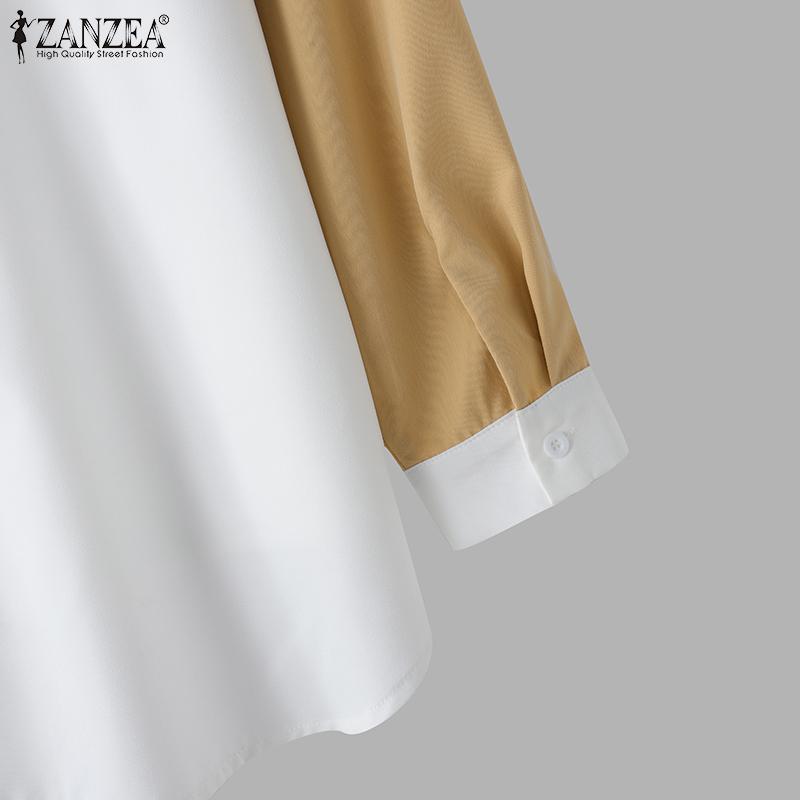 ZANZEA Женские весенние рубашки с цветочным принтом и длинным рукавом