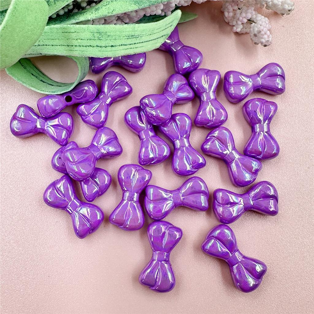 Креативные ослепительные акриловые маленькие бусины в виде банта, материал для самостоятельного изготовления бисера, подвеска, мода для браслета, 20 шт., брелок для изготовления ожерелья, 9,7*17,9 мм