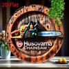 Vintage Style Chainsaw 2D Metal Tin Sign Wood Grain Decor Wall Art For Cafe Garage