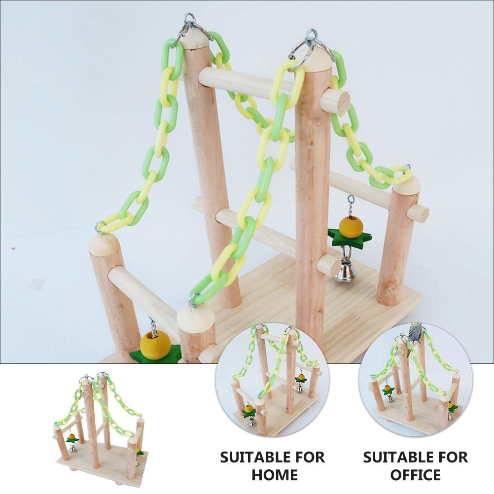 1Set Parrot Eco Wooden Standing Rack for Cockatiels Parakeets Physical Activity Playground