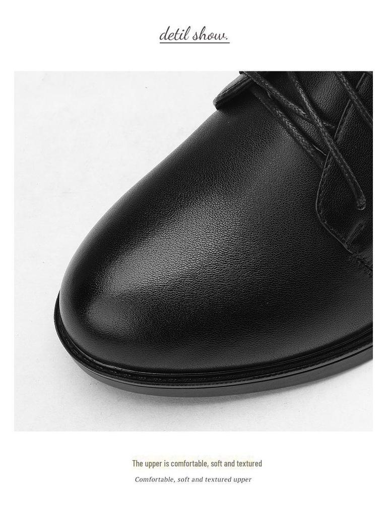 Женские повседневные туфли из мягкой кожи на шнуровке - средний каблук, круглый носок, доступны большие размеры