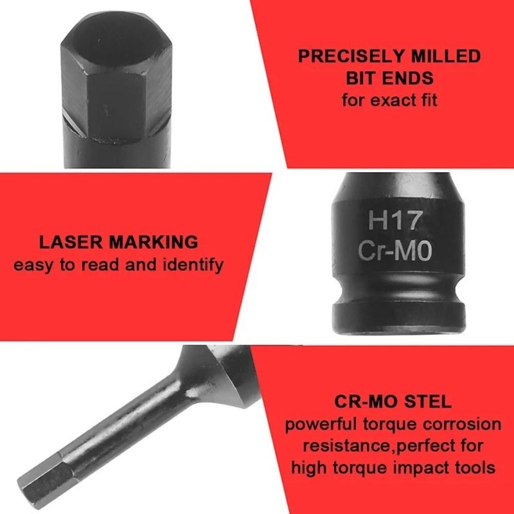 10PCS Cr-Mo Steel Impact Wrench Socket 1/2 Inch Drive Metric Power Nuts Driver Socket Removal